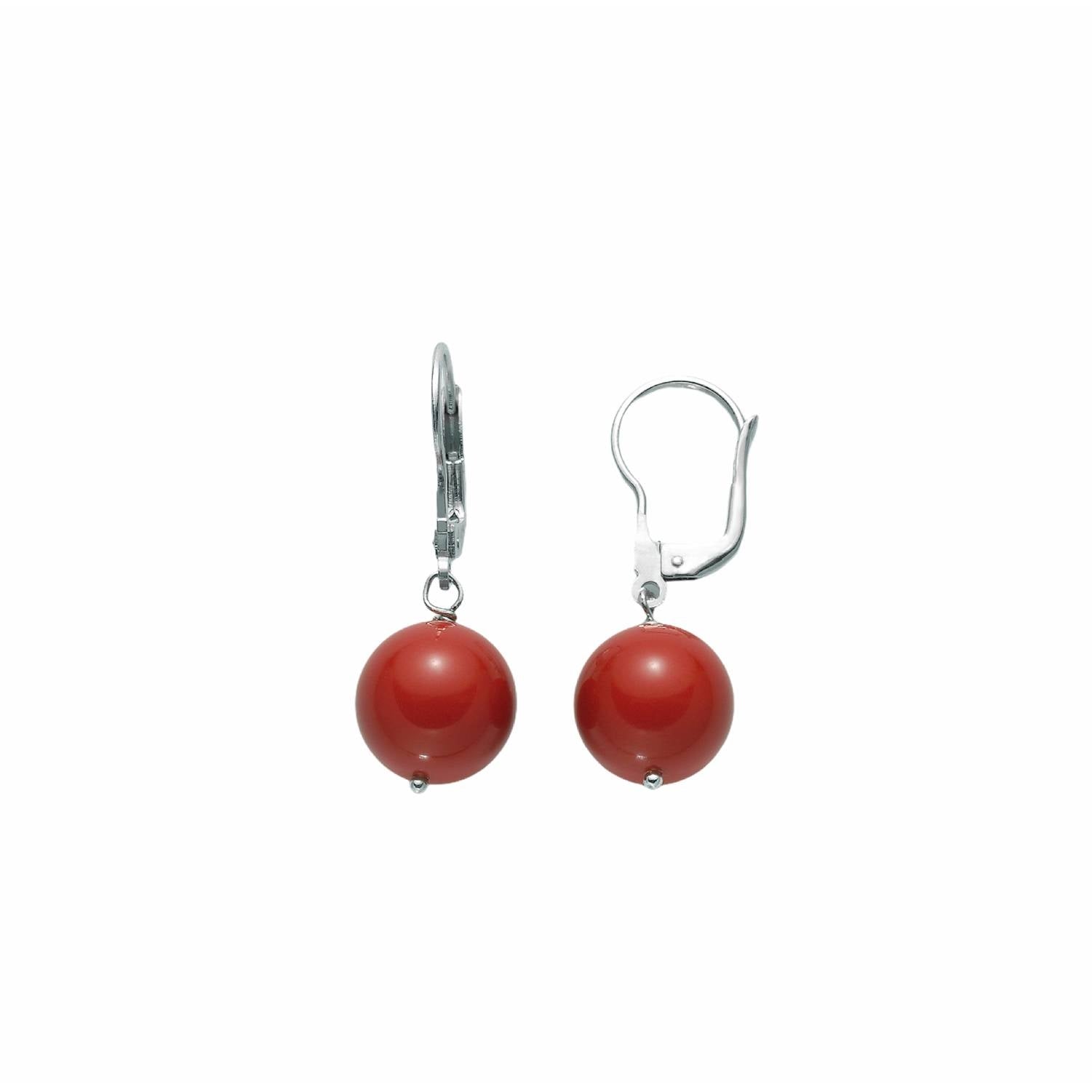 Orecchini Donna Argento 925 Pendenti Miluna Pasta Di Corallo Rosso PER2200
